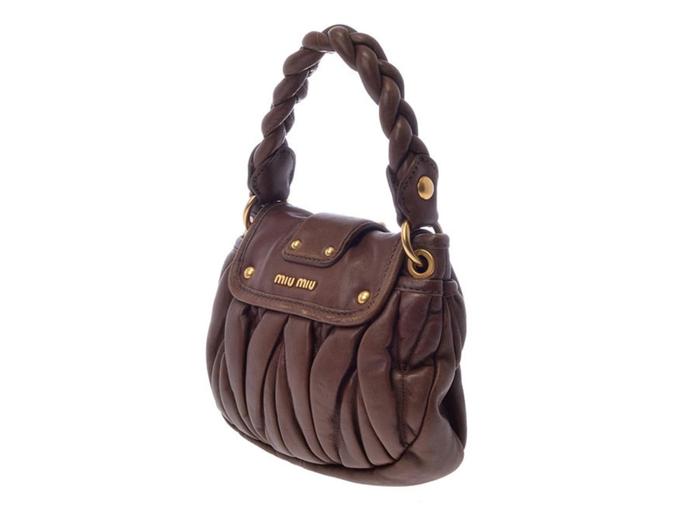 Miu Miu handbag leather brown strap MIUMIU gathered